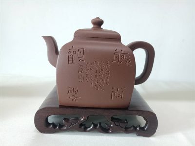 與陶刻書畫名家、高工、省大師開四海老師合作（袁強制壺 開四海陶刻）